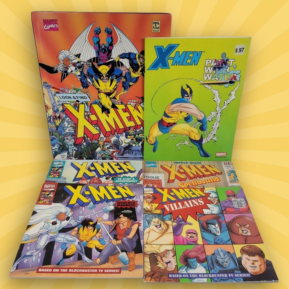 VTG Marvel X-Men Look & Find Paint With Water Animated TV Show Story Book Lot‎